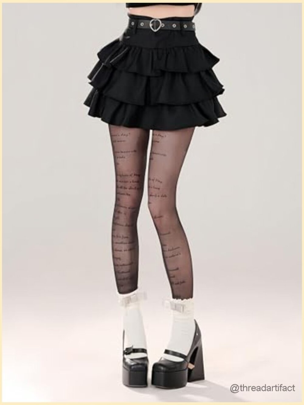 Gothic Lolita Mini Skirt Harajuku Y2K Layered Ruffled High Waist A-Line - Picture 4 of 7